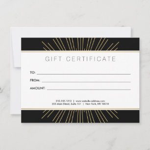 Elégante Beauté Gold Sunburst Black Carte cadeau