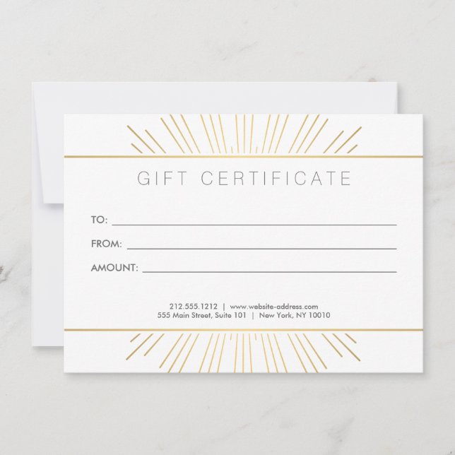 Elégante Beauté Gold Sunburst Salon Carte cadeau (Devant)