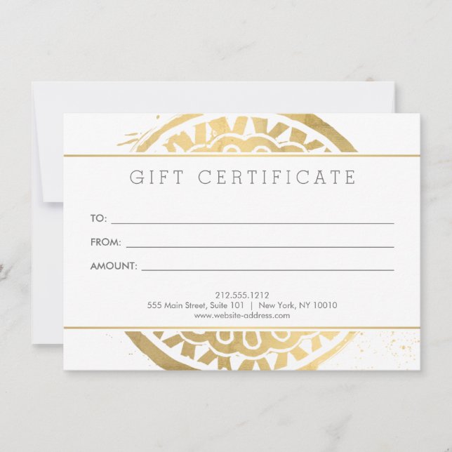 Elégante Beauté Mandala Logo Faux Gold Carte Cadea (Devant)