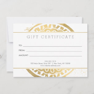 Elégante Beauté Mandala Logo Faux Gold Carte Cadea