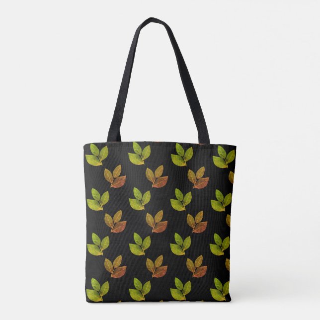 Elegante Beautiful Bay Blätter auf Black Tasche (Rückseite)