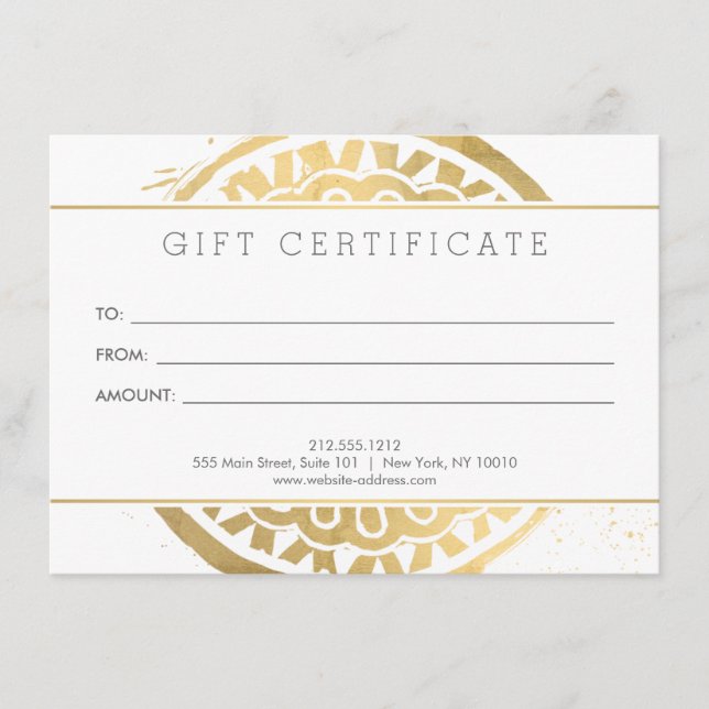 Elegante Beauty Mandala Logo Imitate Gold Geschenk (Vorderseite)