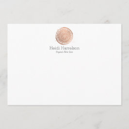 Elegante Beauty Mandala Logo Rose Gold Flat Note Mitteilungskarte