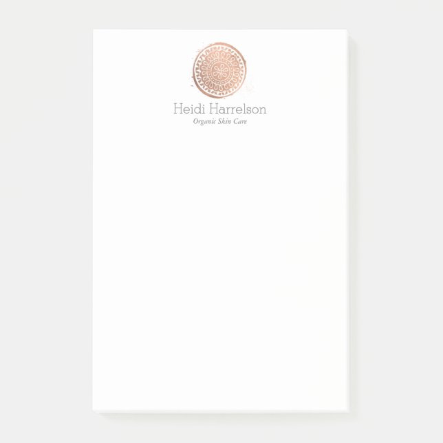 Elegante Beauty Mandala Logo Rose Gold Personalisi Post-it Klebezettel (Vorderseite)