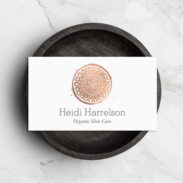 Elegante Beauty Mandala Logo Rose Gold Visitenkarte (Von Creator hochgeladen)