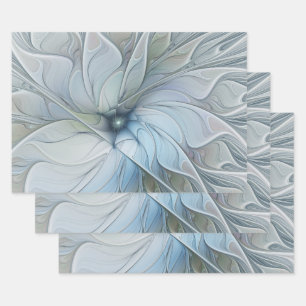 Elegante Beauty Modernes Abstraktes Fraktal Blume Geschenkpapier Set