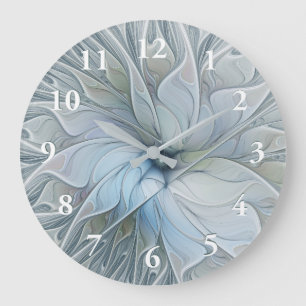 Elegante Beauty Modernes Abstraktes Fraktal Blume Große Wanduhr