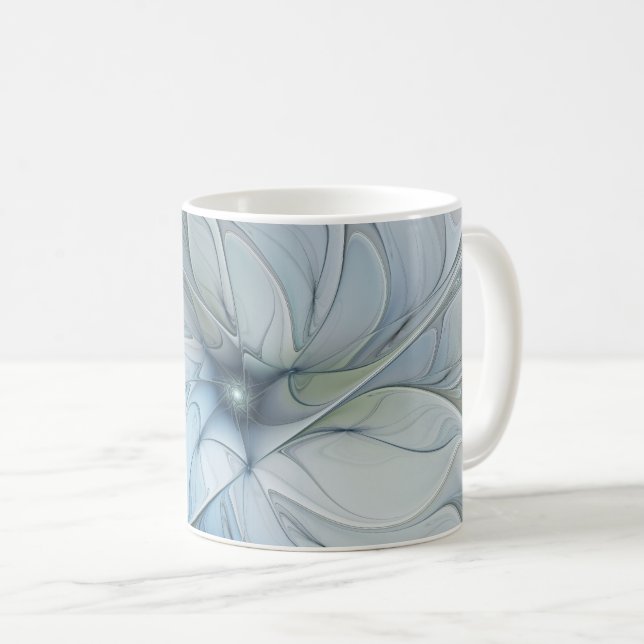 Elegante Beauty Modernes Abstraktes Fraktal Blume Kaffeetasse (VorderseiteRechts)