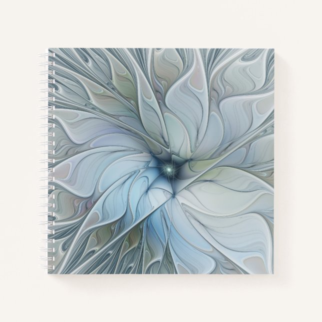 Elegante Beauty Modernes Abstraktes Fraktal Blume Notizbuch (Vorderseite)