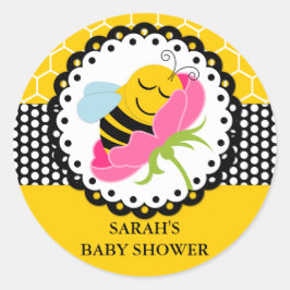 Elegante Bee Baby Shower Runder Aufkleber