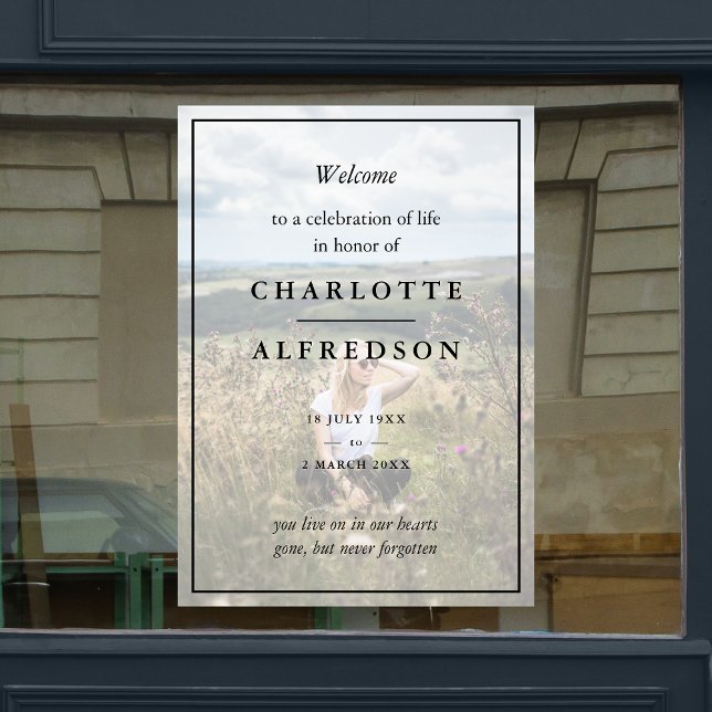 Elegante Beerdigung | Chic Memorial Service Foto Fensteraufkleber (Von Creator hochgeladen)