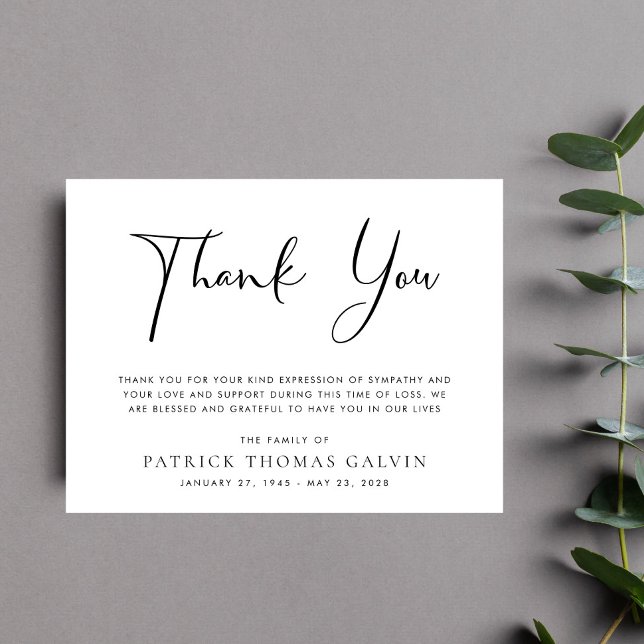 Elegante Beerdigung Danke (Elegant Funeral Thank You Card)