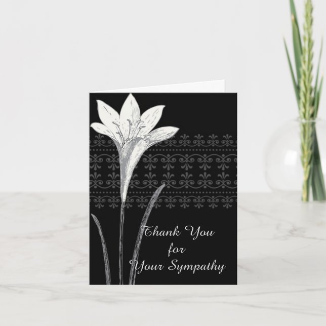 Elegante Beerdigung Danke, Card Iris Black and Whi Dankeskarte (Vorderseite)