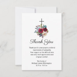 Elegante Beerdigung Religious Cross Floral Vielen  Dankeskarte