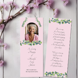 Elegante Beerdigungskarte Foto Lesezeichen Card Mini Visitenkarte