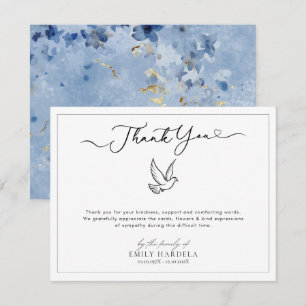 Elegante Beerdigungskarte mit Dove Golden Blue Blu Dankeskarte