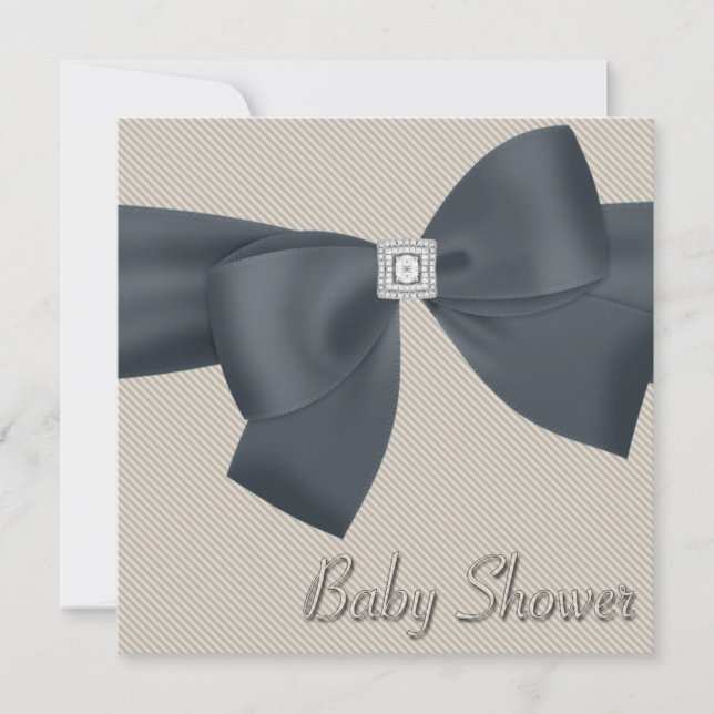 Elegante Beige Baby Dusche Einladungen (Vorderseite)