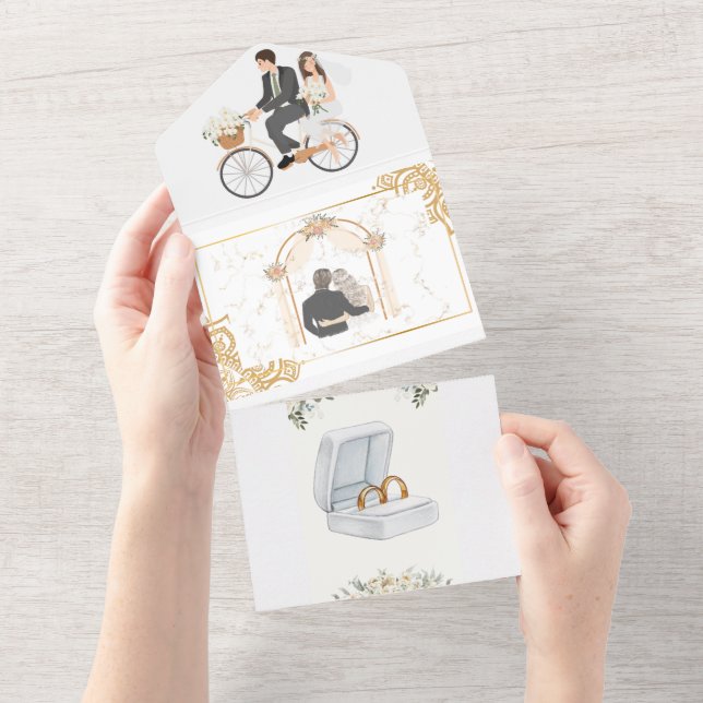Elegante Beige Bläserei Einladung (Abreißtisch)