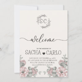 Elegante Beige Blume Hochzeitskarte Einladung