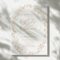 Elegante Beige Blumen Rosen Linien Kunst Baby Show