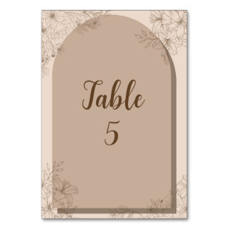 Elegante Beige Blumenhochzeit Tischnummer
