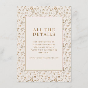 Elegante beige Blumenmuster Begleitkarte