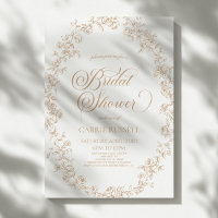 Elegante Beige Blumenrosen Linien Kunst Brautparty