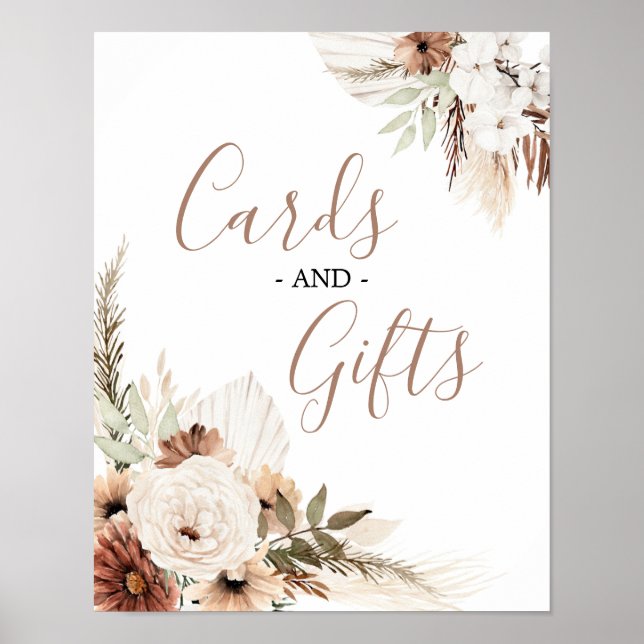 Elegante Beige Boho Pampas Grass Cards & Geschenke Poster (Vorne)