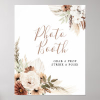 Elegante Beige Boho Pampas Grass Foto Booth Sign