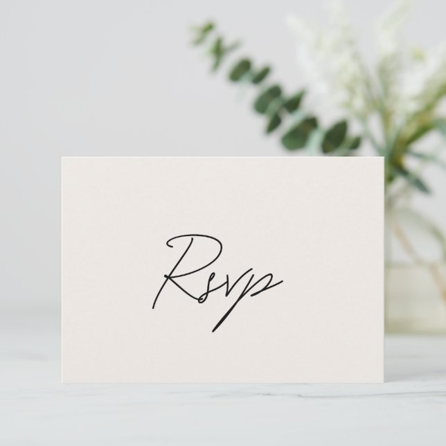 Elegante Beige Classic Wedding RSVP Karte (Stehend Vorderseite)