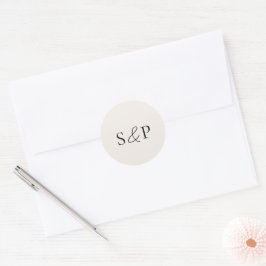 Elegante Beige Classic Wedding Runder Aufkleber