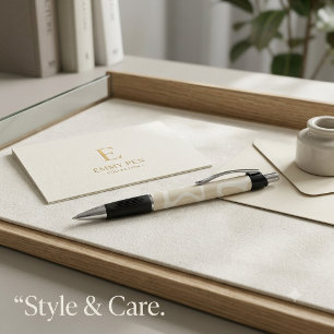Elegante Beige-Creme-Einfache Organische Muster-Em Kugelschreiber