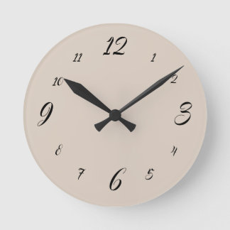 Elegante Beige Creme und Schwarz Runde Wanduhr