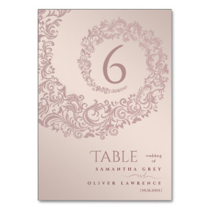 Elegante Beige Damask Hochzeit-Tischnummer Tischnummer