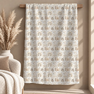 Elegante Beige Elfenbein Boho Regenbogen Blätter W Fleecedecke