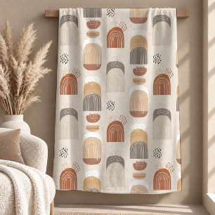 Elegante Beige Elfenbein Boho Regenbogen-Wurfdecke Fleecedecke