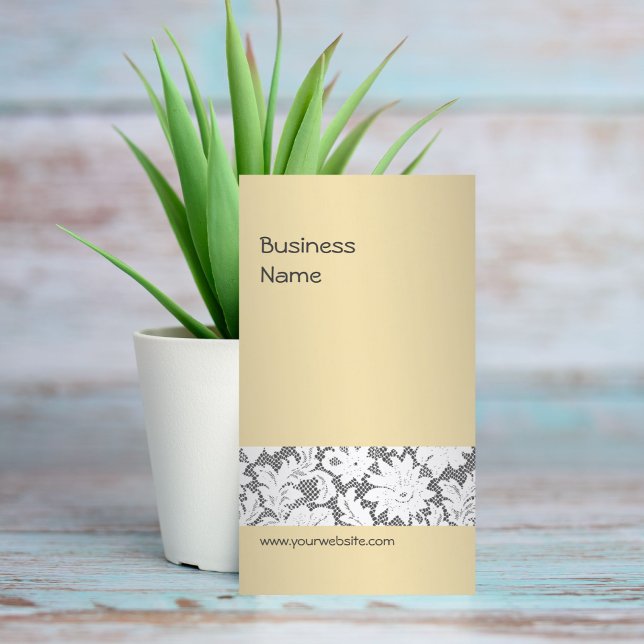 Elegante Beige Event Planner Spitze Visitenkarte (Von Creator hochgeladen)