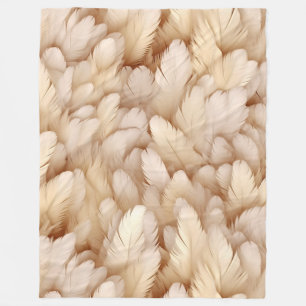 Elegante beige Federn Fleecedecke