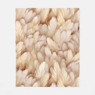 Elegante beige Federn Fleecedecke