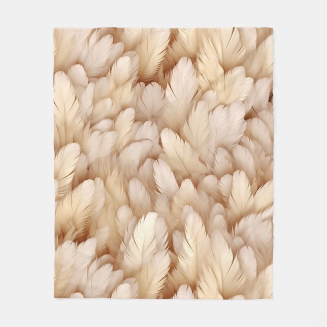 Elegante beige Federn Fleecedecke (Vorderseite)
