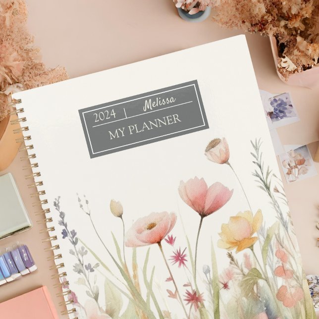 Elegante Beige Flora Wildblumen Planer (Von Creator hochgeladen)