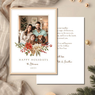 Elegante Beige Frohe Weihnachten Poinsettien-Foto