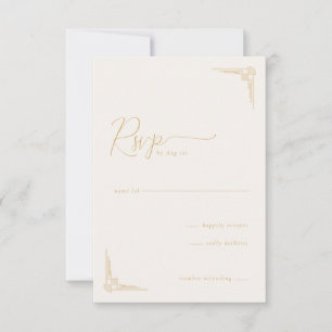 Elegante Beige Geometrische RSVP Karte