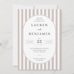 Elegante Beige gestreifte Hochzeitseinladung Einladung