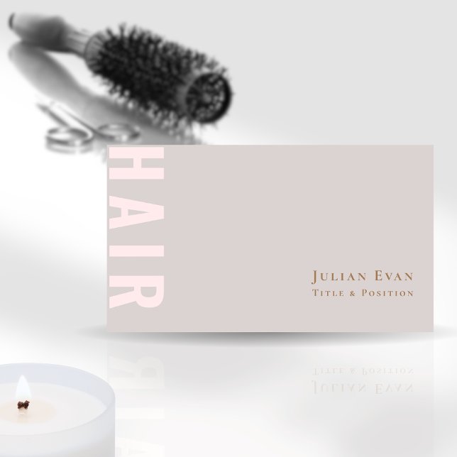 Elegante Beige Hair Stylist Business Card Visitenkarte (Von Creator hochgeladen)