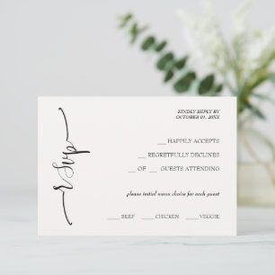 Elegante beige Kalligrafie RSVP Karte