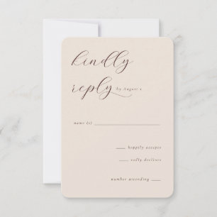 Elegante Beige-Kalligrafie-RSVP RSVP Karte