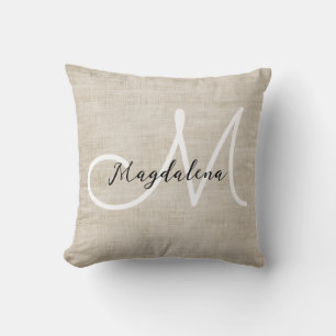 Elegante beige Leinenstruktur Kissen
