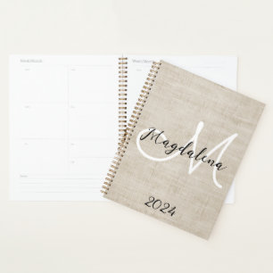 Elegante beige Leinenstruktur Planer