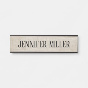 Elegante beige Leinenstruktur Türschild